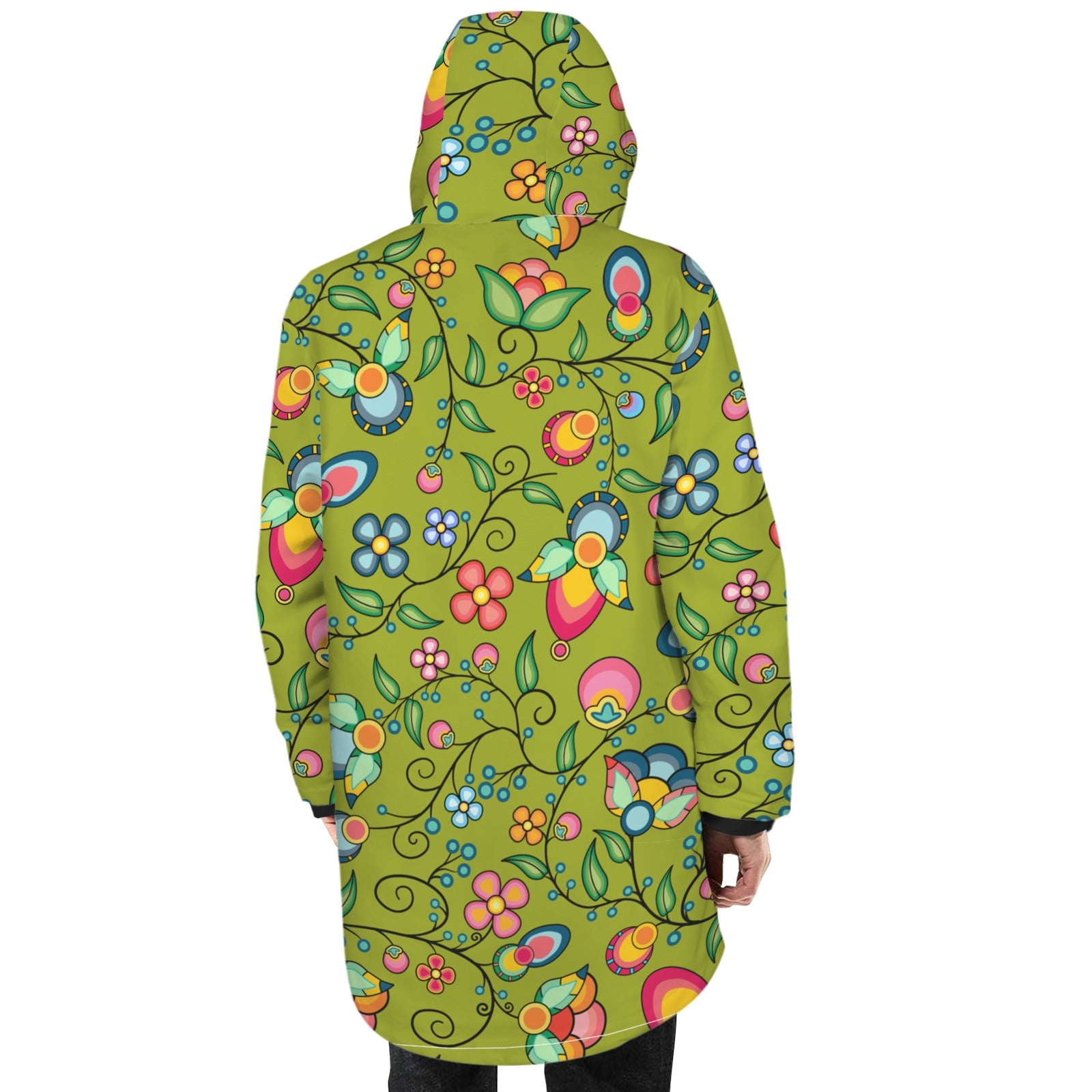 Floral Bounty Sweetgrass Unisex Sherpa Lined Hooded Coat