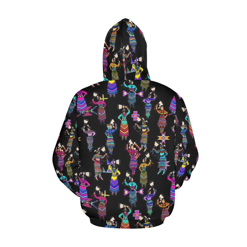 Women's Jingle Dancers Black Hoodie for Women (USA Size)