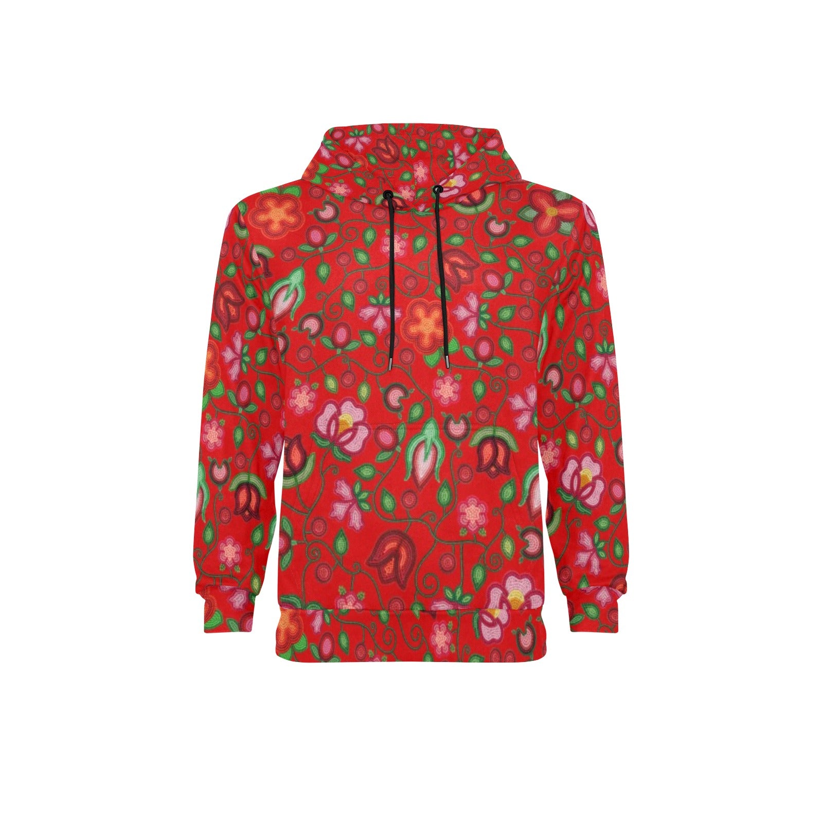 Rose Reverie Red Men's Long Sleeve Fleece Hoodie