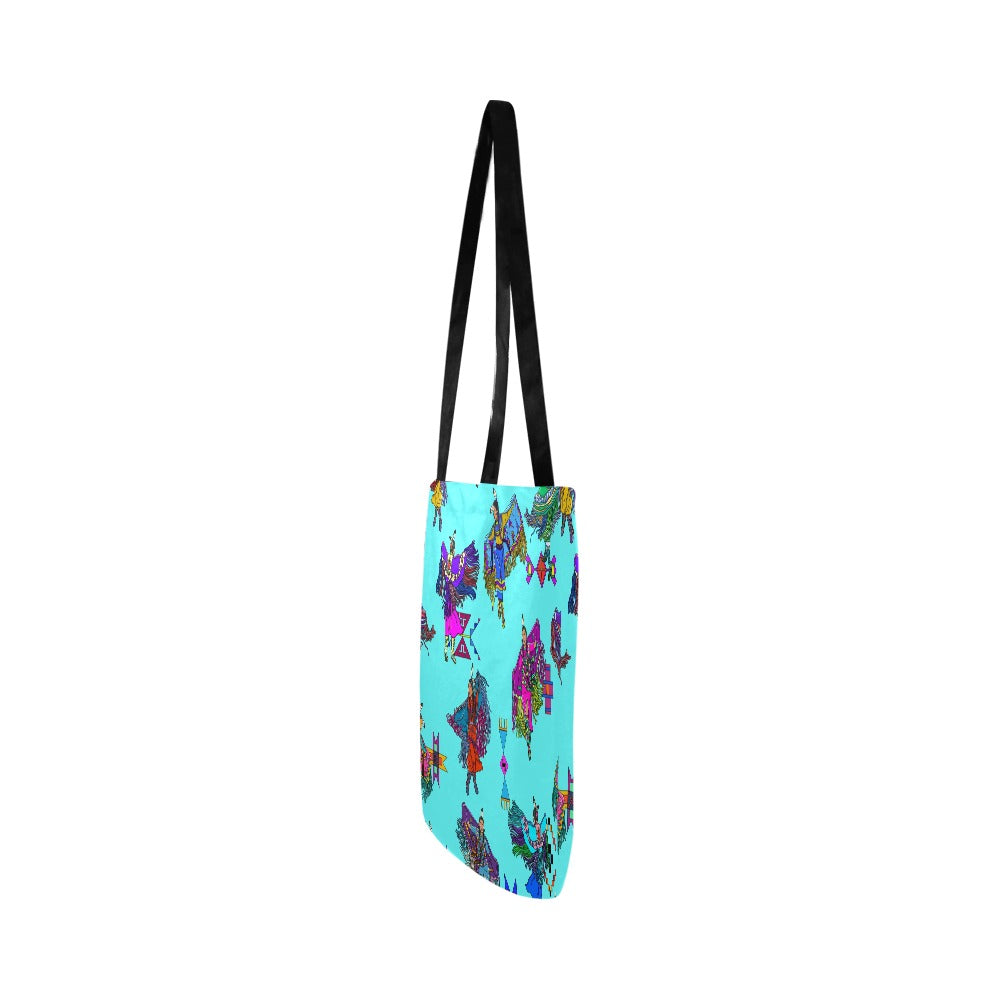 Women's Fancy Dancers Turquoise Reusable Shopping Bag (Two sides)