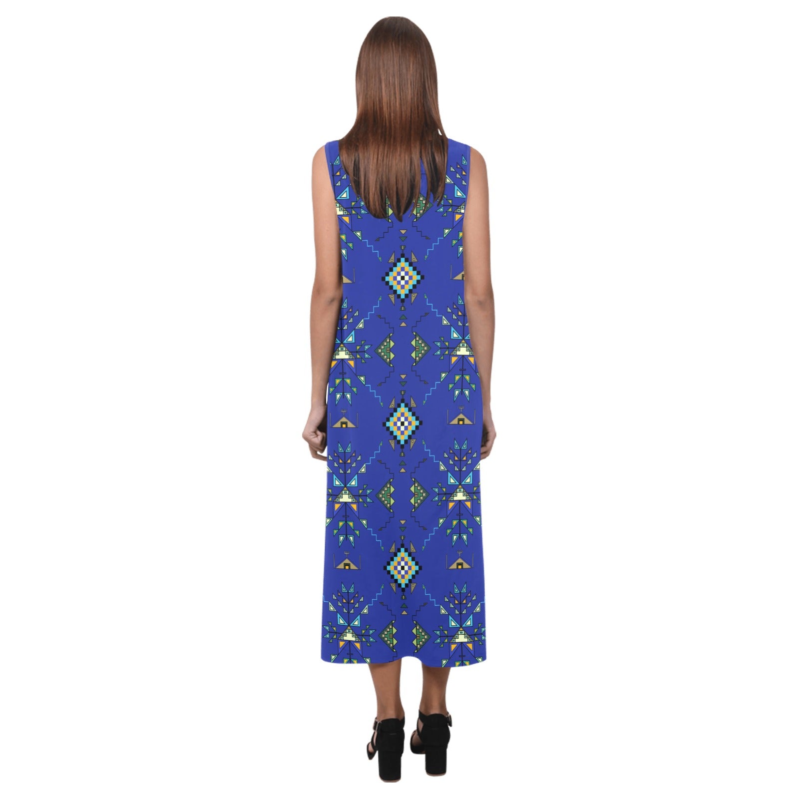Bear Shield Dark Blue Phaedra Sleeveless Open Fork Long Dress