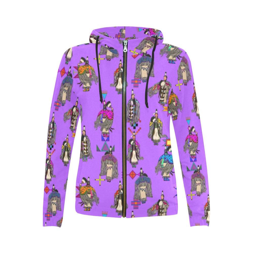 Women's Tradish Dancers Purple Full Zip Hoodie for Women