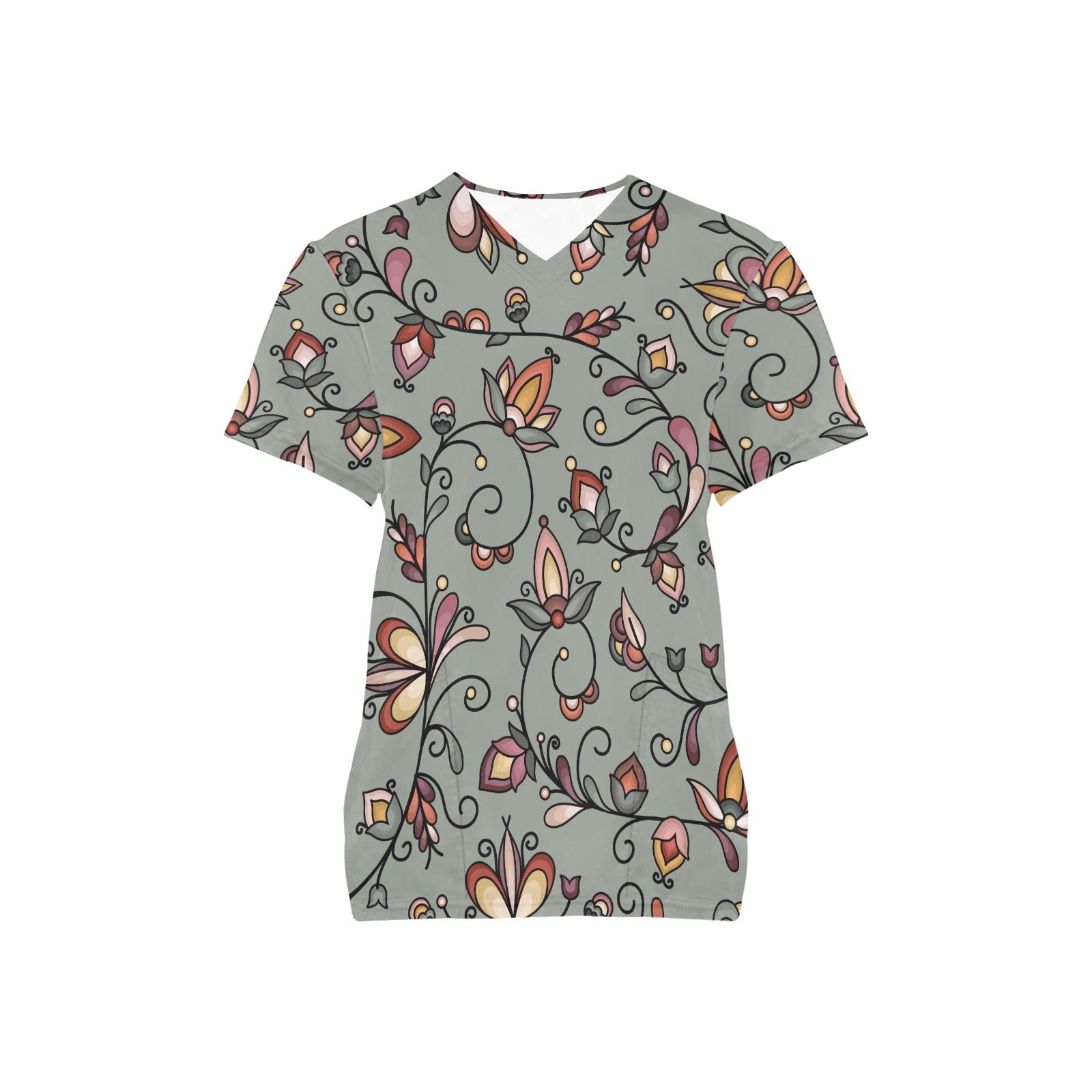 Burnt Sky Petals Green Scrub Top