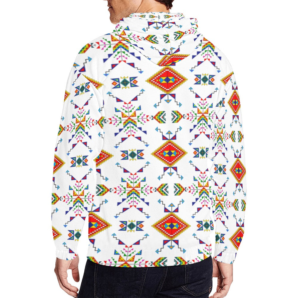 Buffalo Jump White Men's Zipper Hoodie