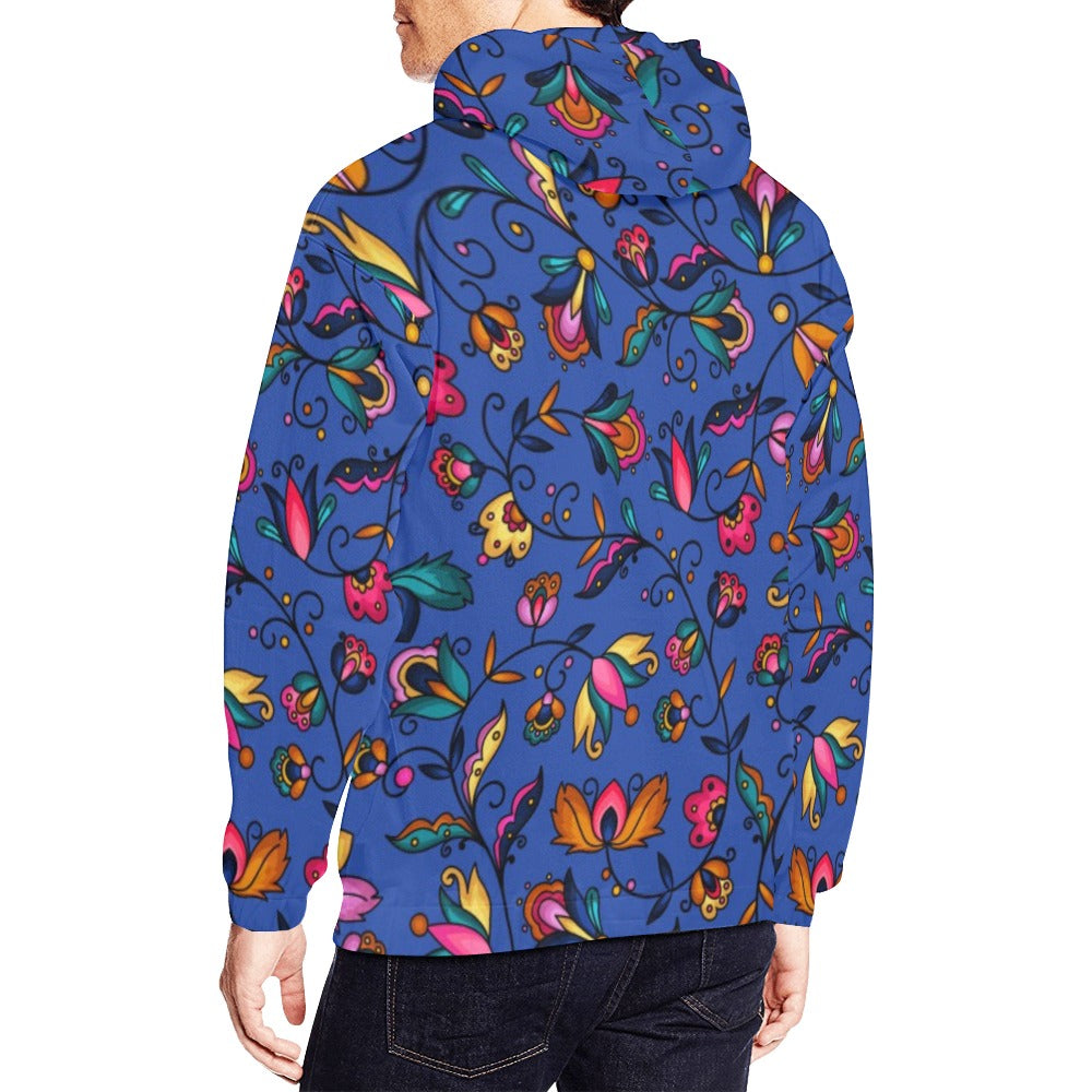 Copper Prairie Petals Blue Hoodie for Men (USA Size)