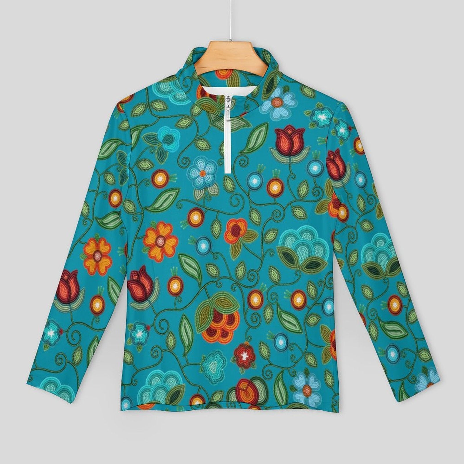Prairie Fire Petals Ocean Long Sleeve Yoga Shirt