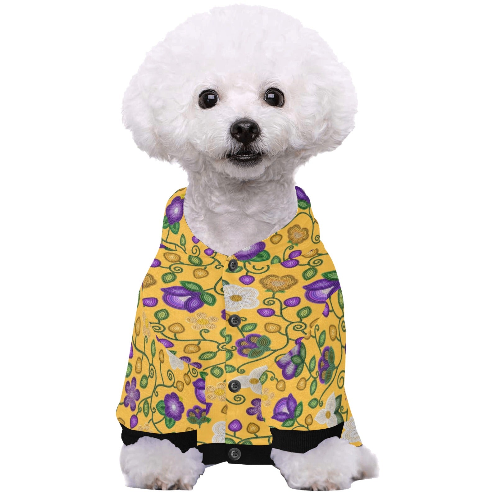 Midnight Moss Bloom Yellow Pet Dog Hoodie