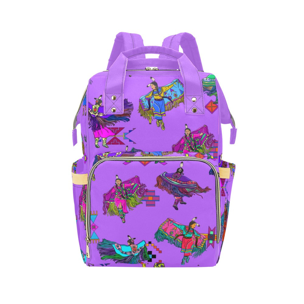 Women's Fancy Dancers Purple Multi-Function Diaper Backpack/Diaper Bag