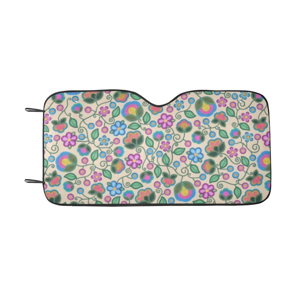Turquoise Sunbeam Cream Car Sun Shade 55"x30"