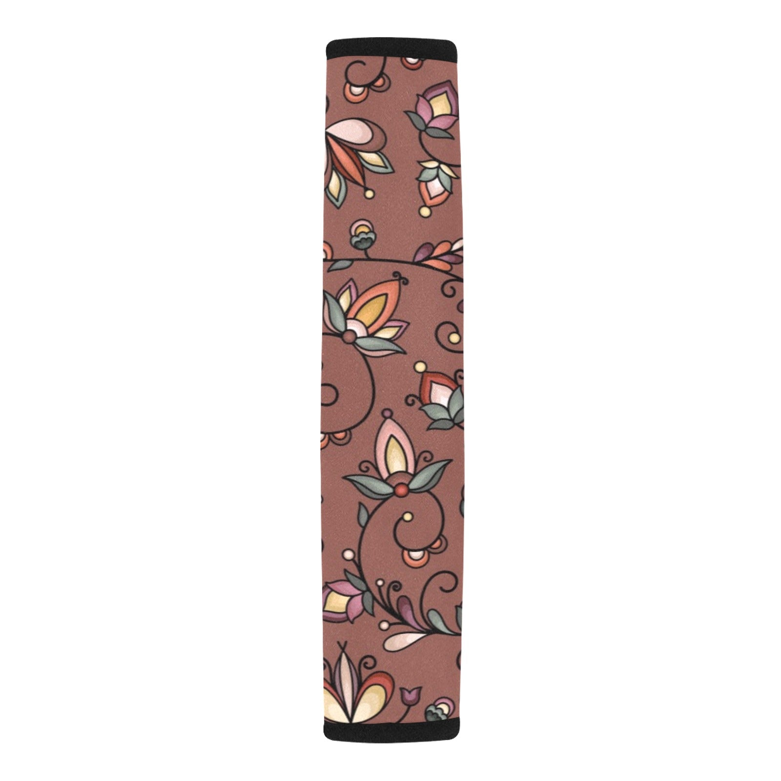 Burnt Sky Petals Brown Car Seat Belt Cover 7''x12.6'' (Pack of 2)