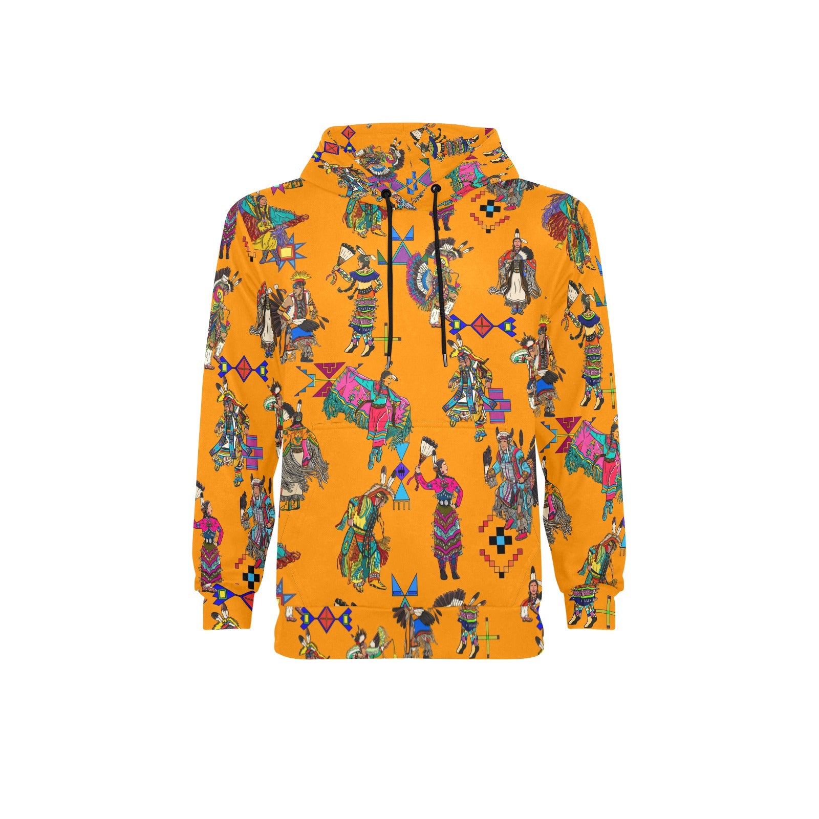 Grand Entry Dancers Orange Men's Long Sleeve Fleece Hoodie