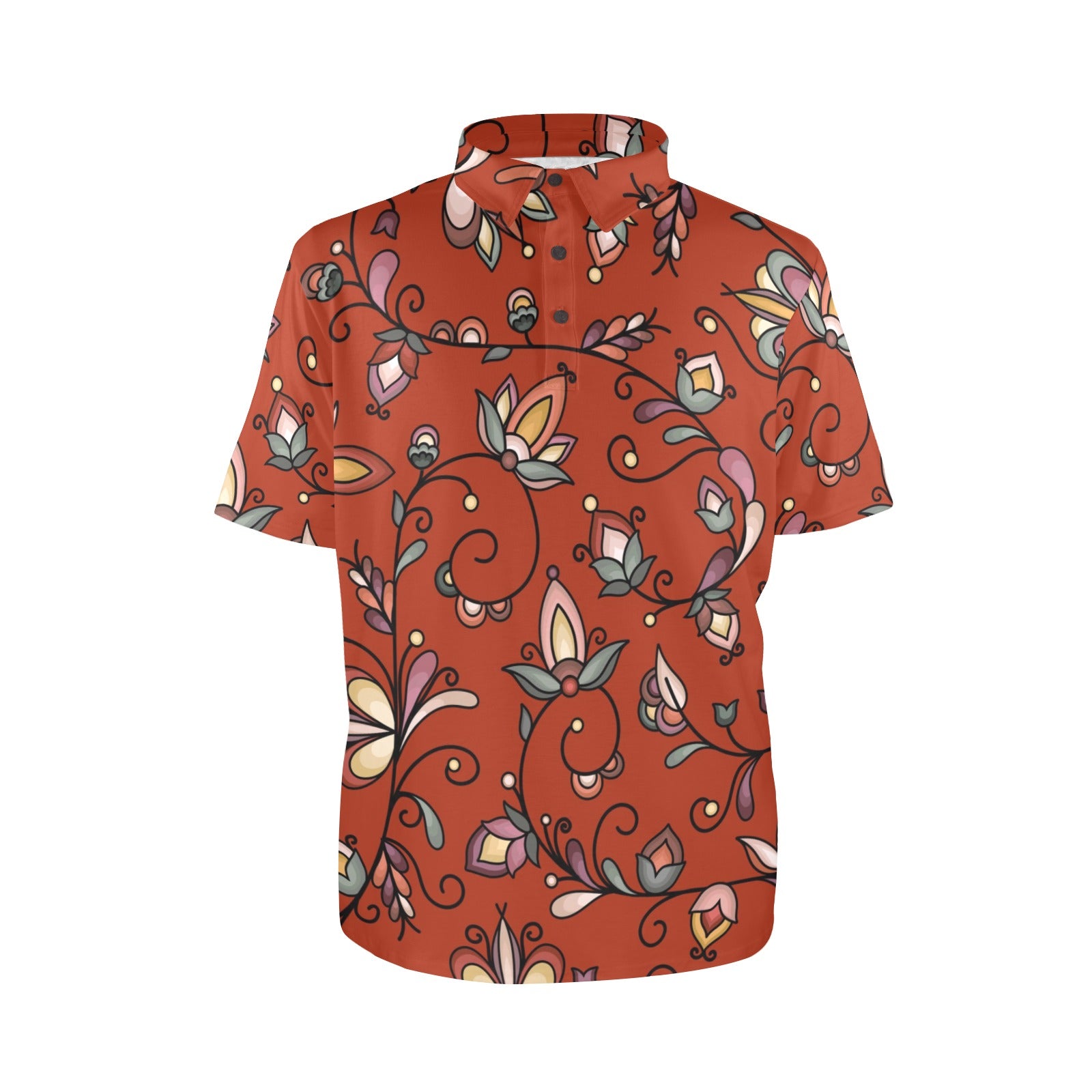 Burnt Sky Petals Red Polo Shirt