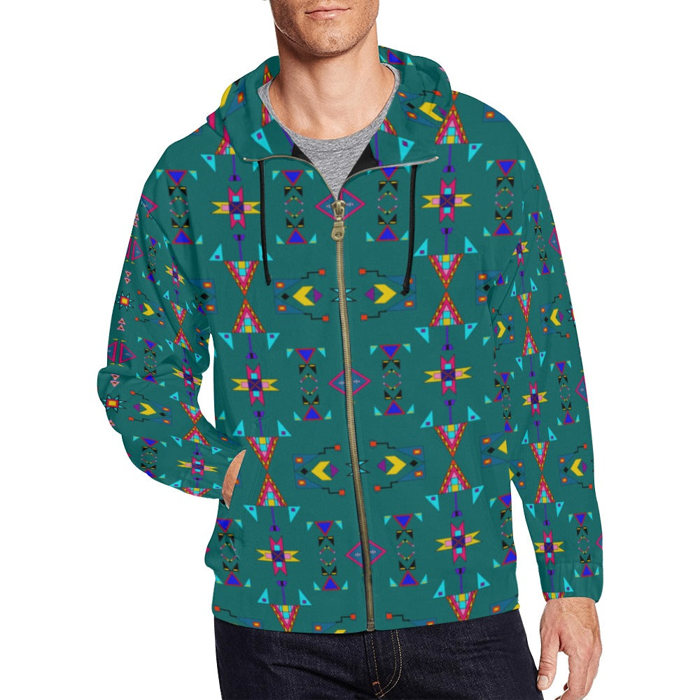 Enemy Territory Teal Men's Zipper Hoodie