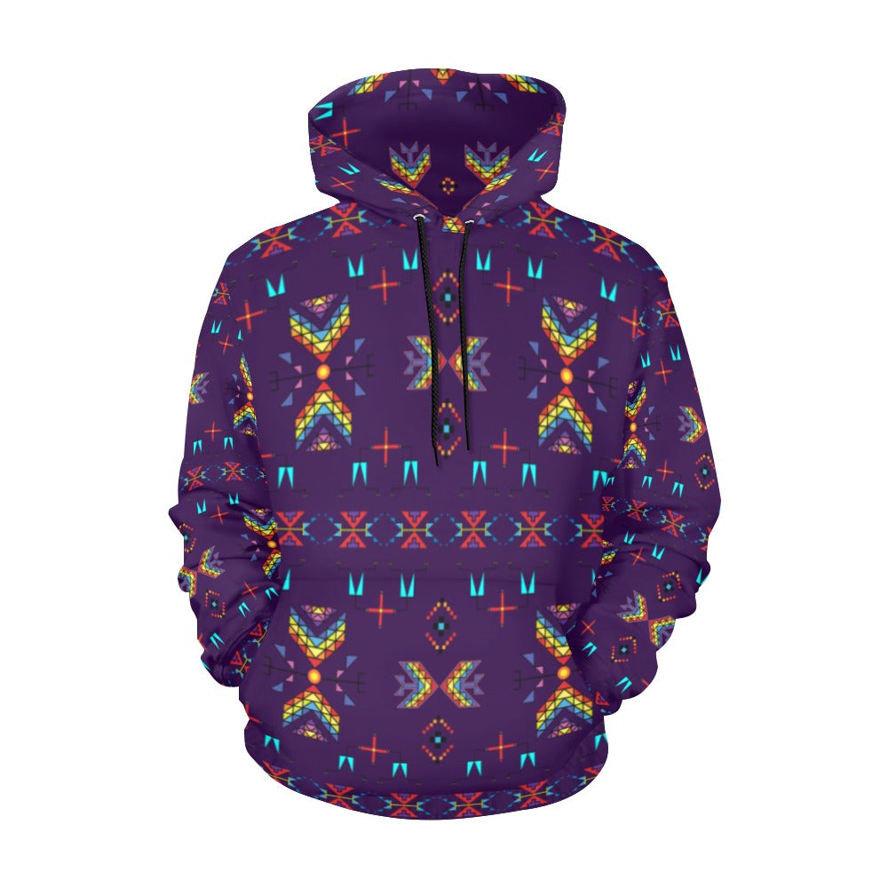 Rainy Chief Rainbow Dark Purple Hoodie for Women (USA Size)