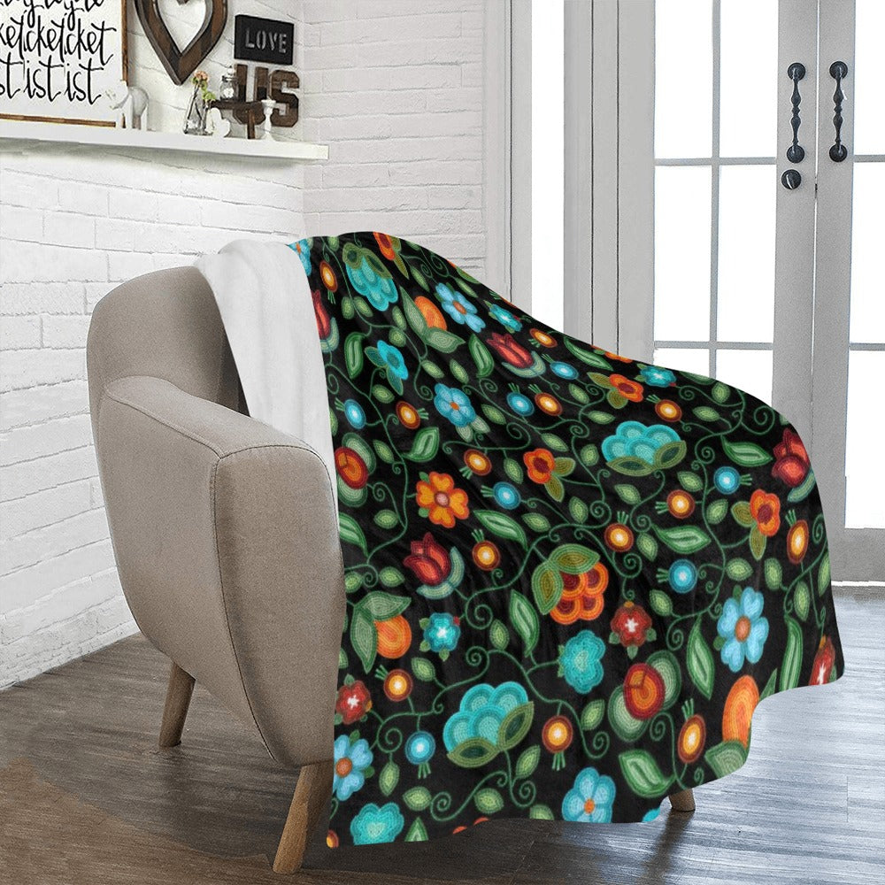Prairie Fire Petals Black Ultra-Soft Micro Fleece Blanket 50"x60"