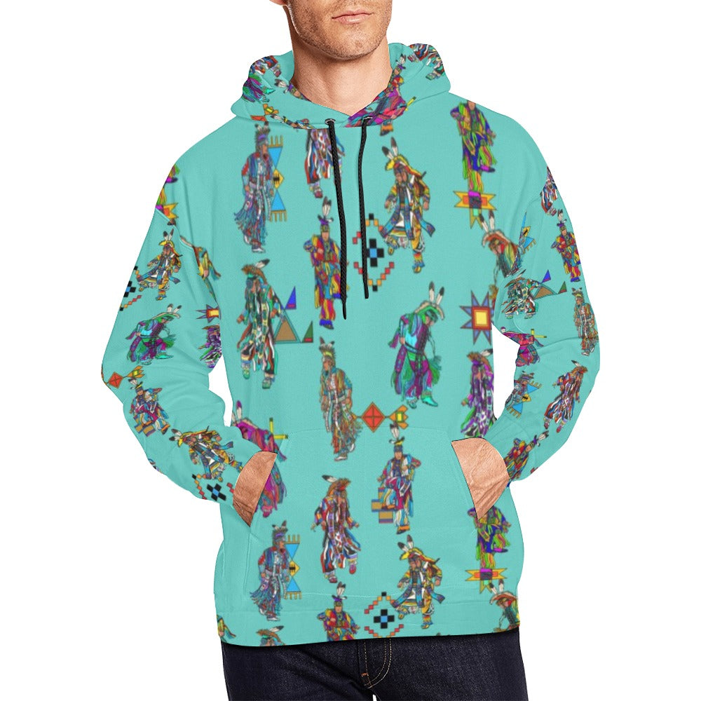 Men's Grass Dancers Eggshell Blue Hoodie for Men (USA Size)