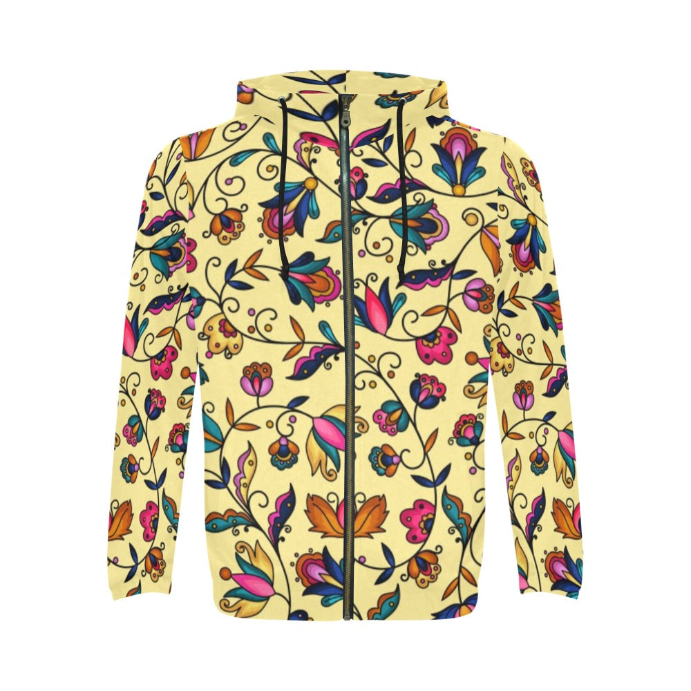 Copper Prairie Petals Yellow Men's Zipper Hoodie
