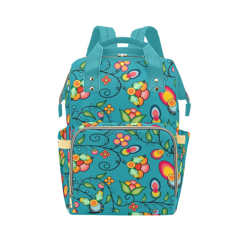 Floral Bounty Teal Multi-Function Diaper Backpack/Diaper Bag