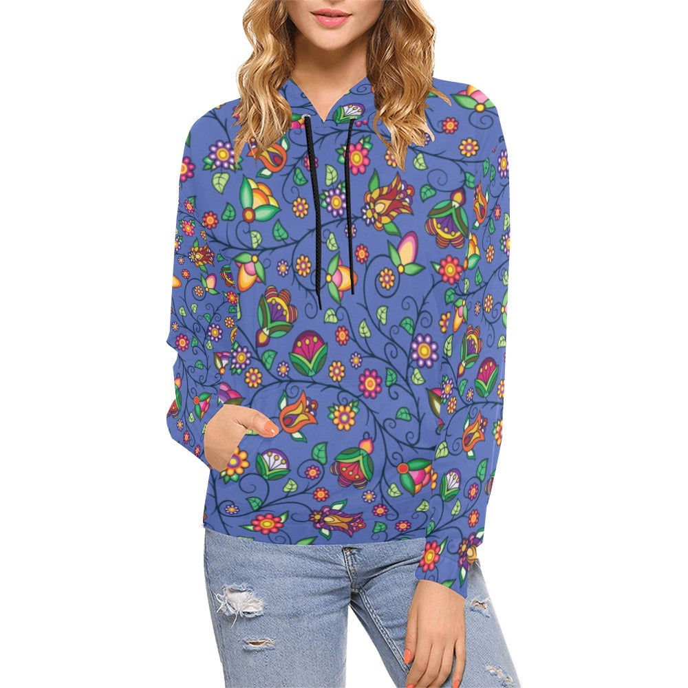 Heartbeat Petals Blue Hoodie for Women (USA Size)