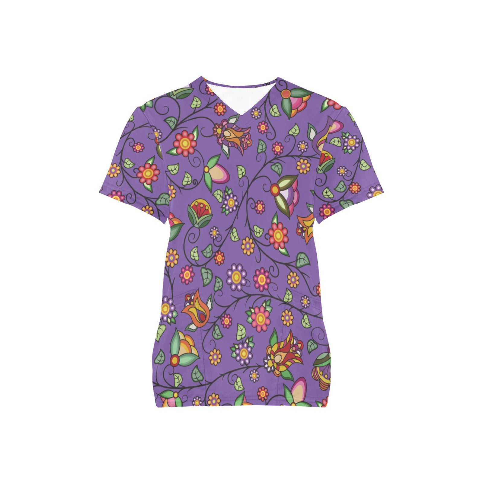 Heartbeat Petals Purple Scrub Top