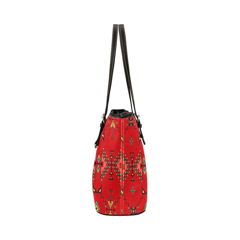 Thunder Flight  Red Leather Tote Bag/Large
