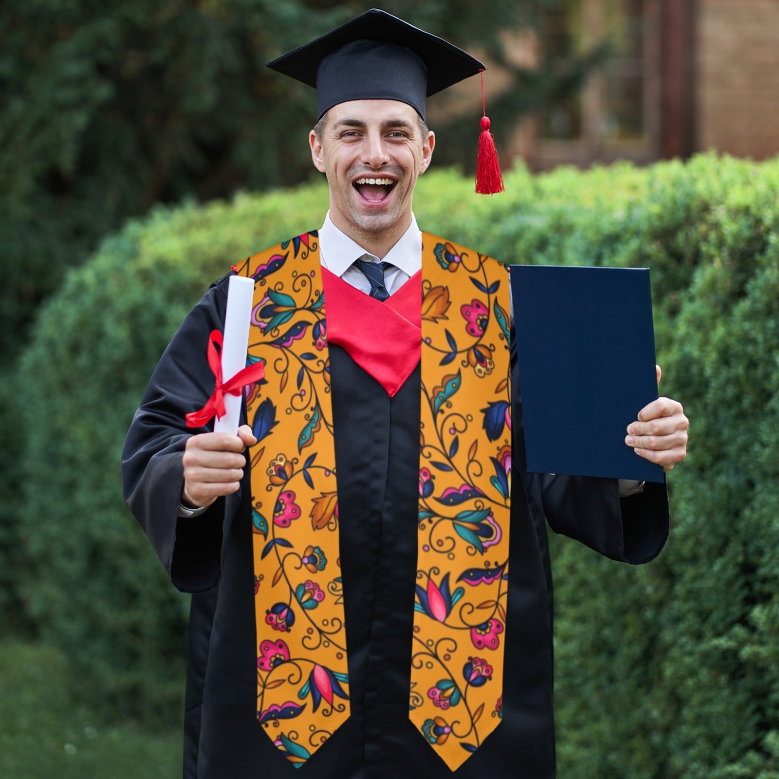 Copper Prairie Petals Orange Graduation Stole