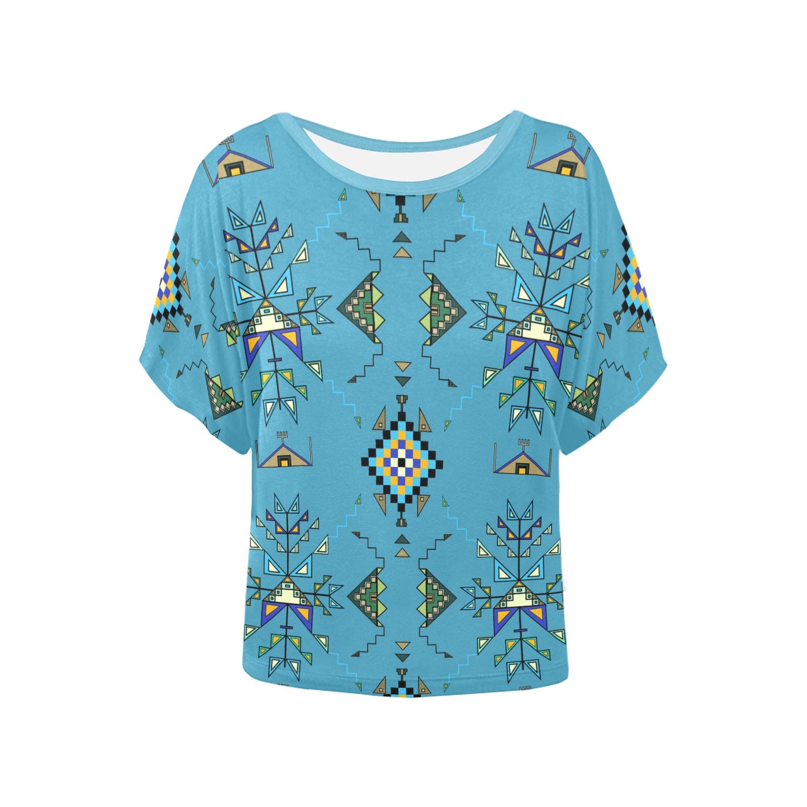 Bear Shield Blue Women's Batwing-Sleeved Blouse T shirt