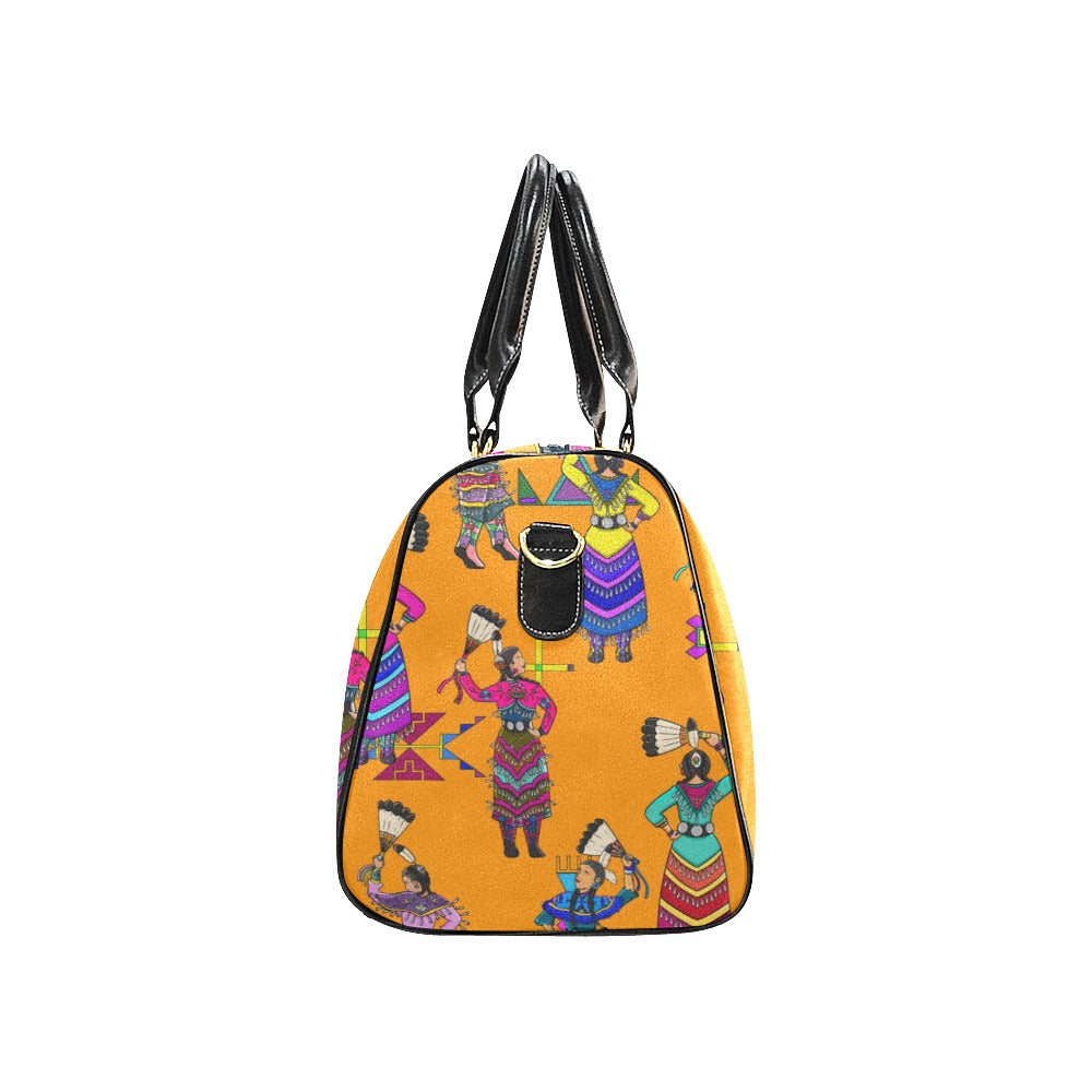 Women's Jingle Dancers Orange Waterproof Travel Bag/Small