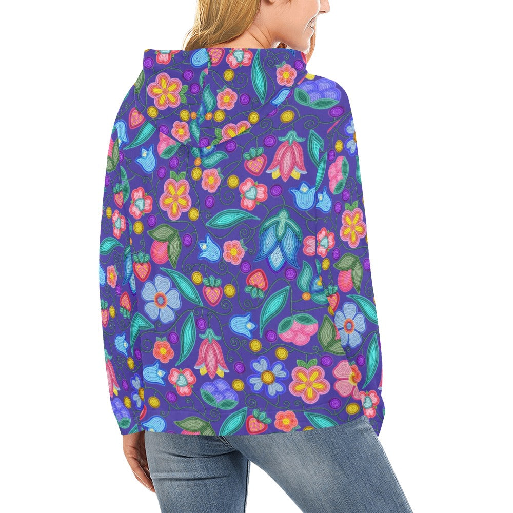 Sweet Offering Indigo All Over Print Hoodie for Women (USA Size)
