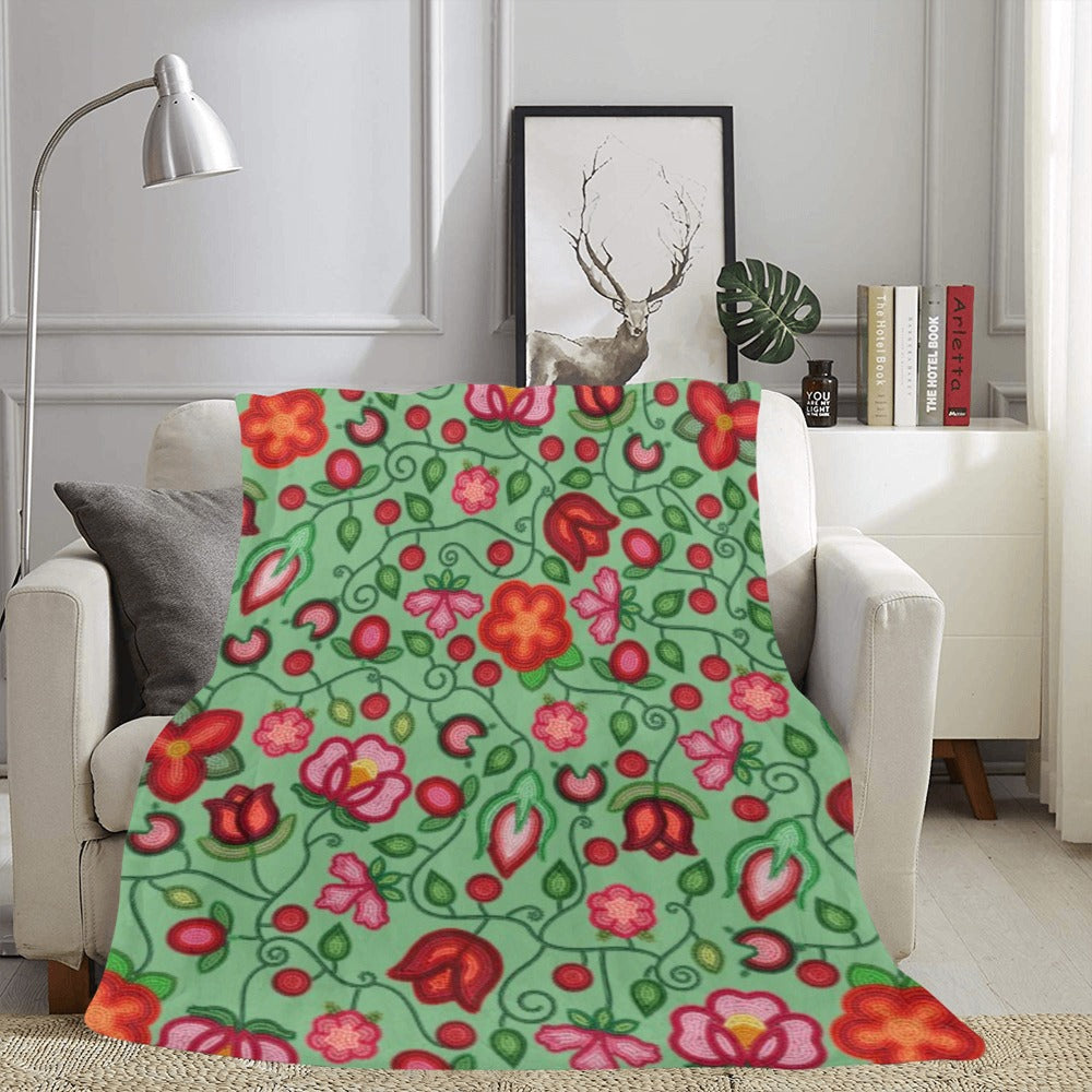 Rose Reverie Green Ultra-Soft Micro Fleece Blanket 60"x80"
