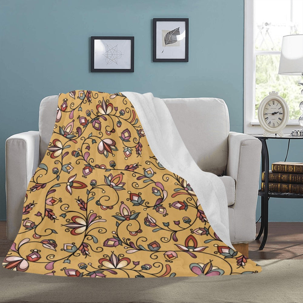 Burnt Sky Petals Gold Ultra-Soft Micro Fleece Blanket 60"x80"