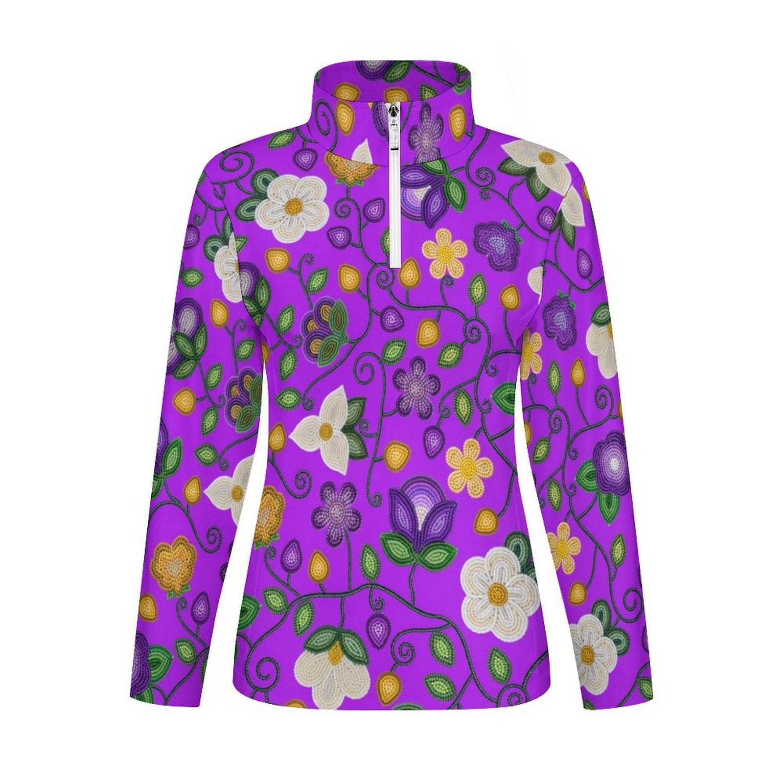 Midnight Moss Bloom Purple Long Sleeve Yoga Shirt