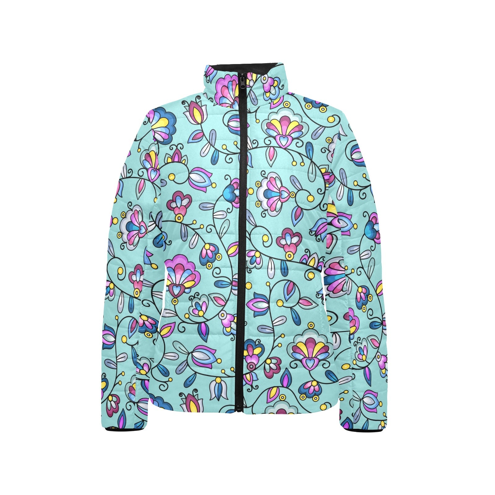 Autumn Bundle Blessing Turquoise Women's Stand Collar Padded Jacket