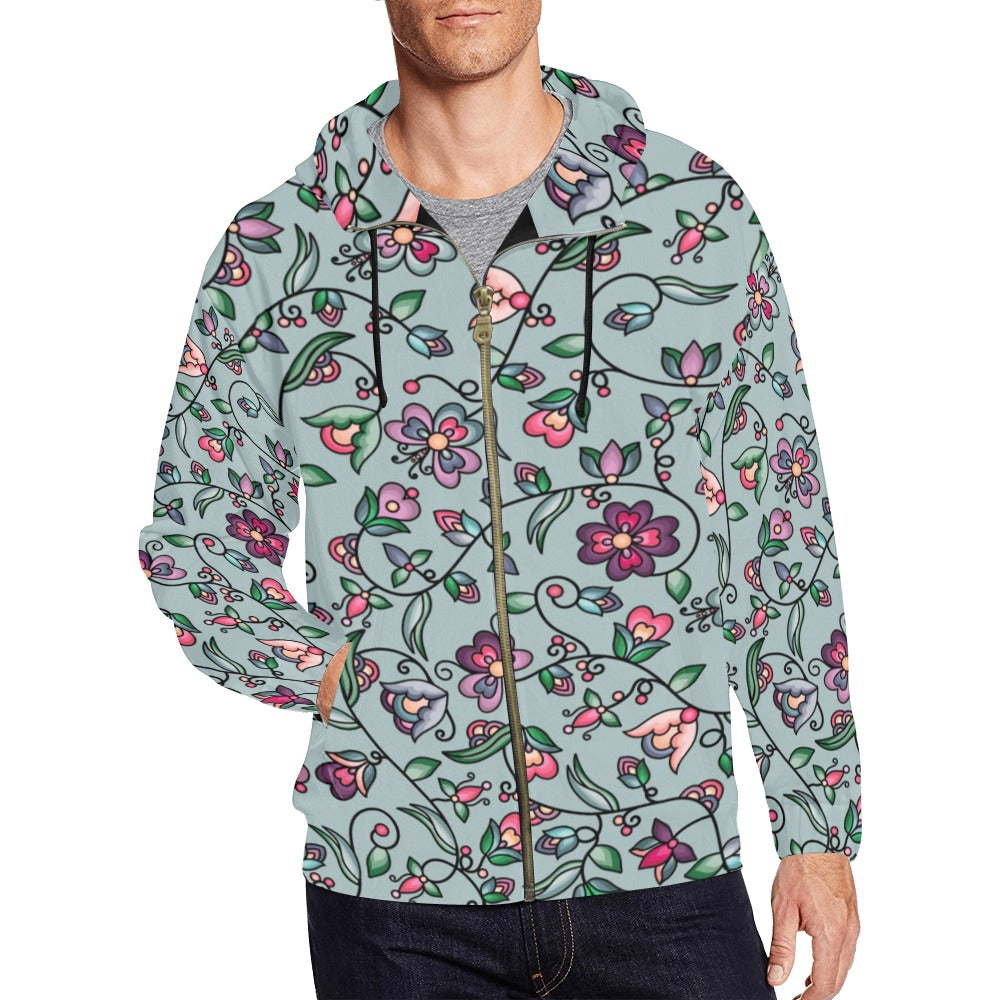 Amber Evening Garland Turquoise Men's Zipper Hoodie