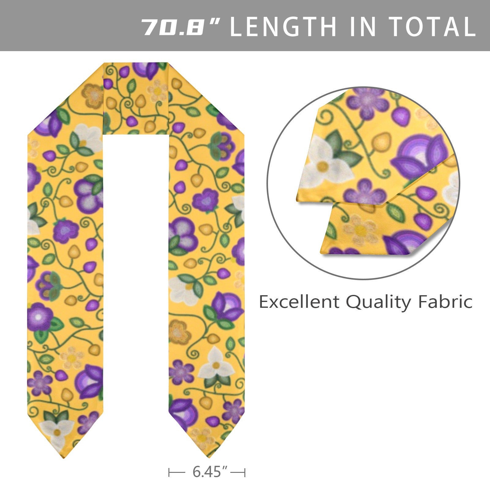 Midnight Moss Bloom Yellow Graduation Stole