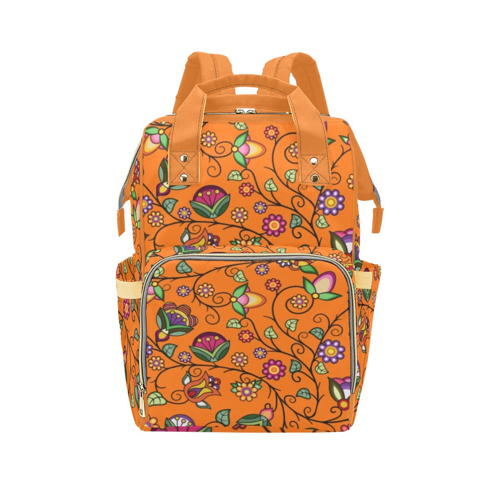 Heartbeat Petals Orange Multi-Function Diaper Backpack/Diaper Bag