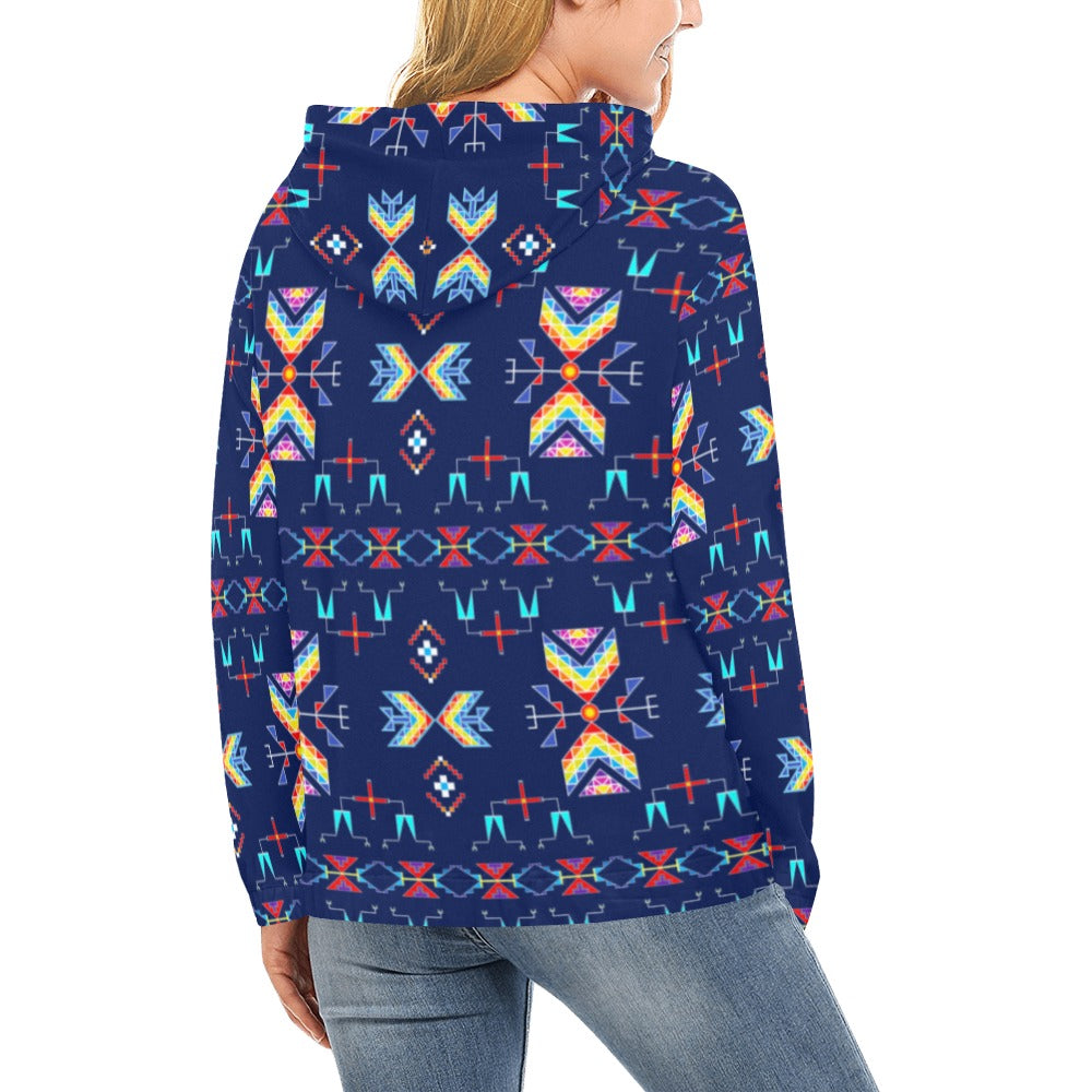 Rainy Chief Rainbow Night Lake Hoodie for Women (USA Size)