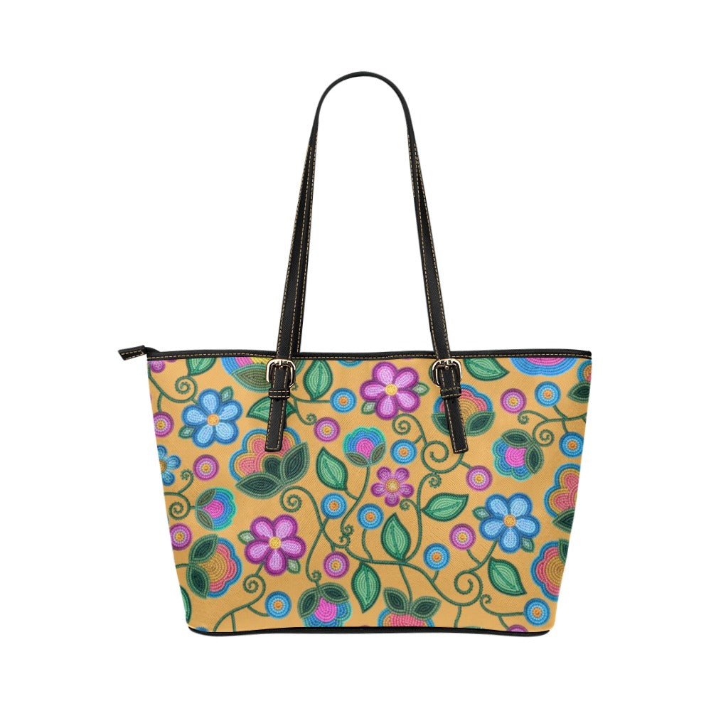 Turquoise Sunbeam Yellow Leather Tote Bag/Large