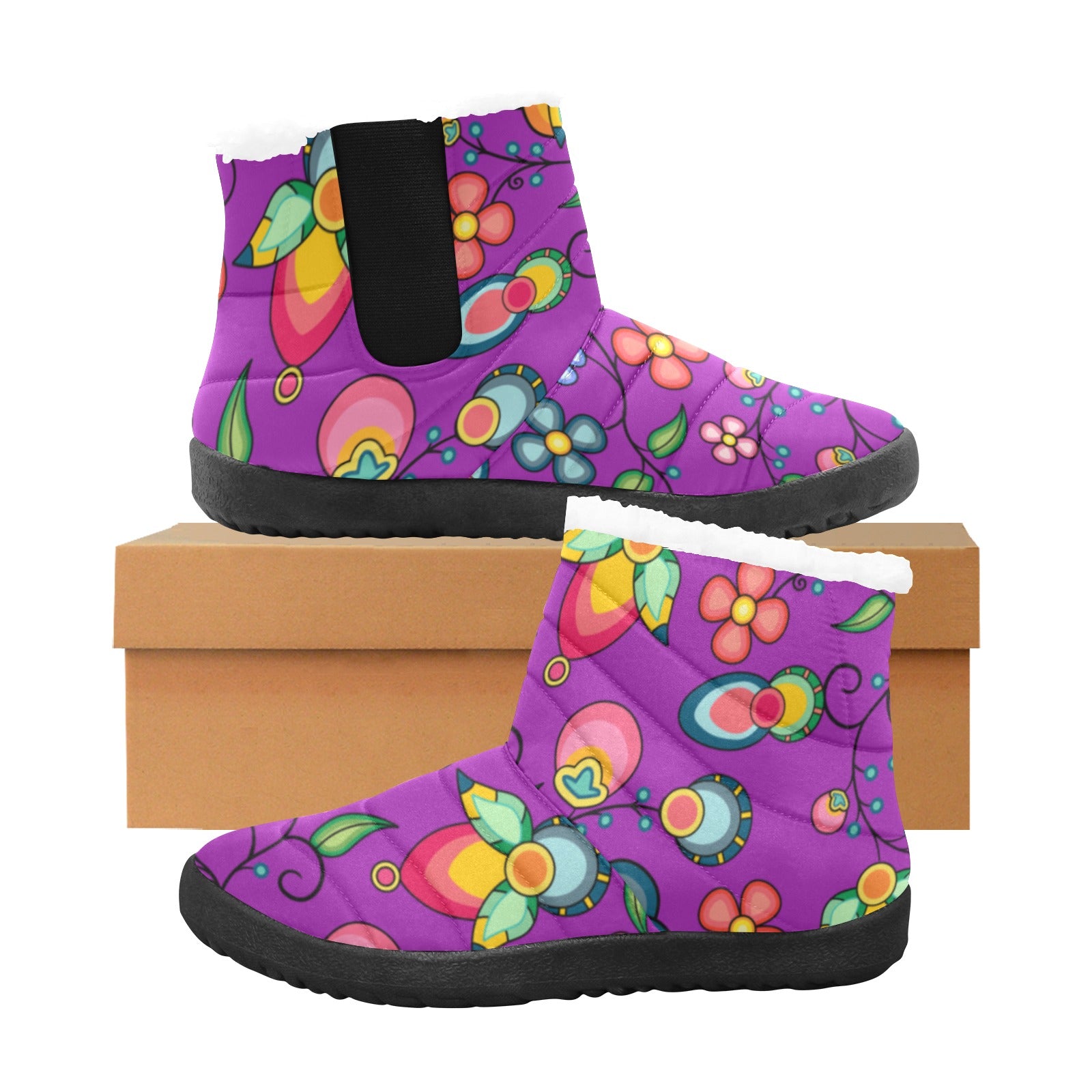 Floral Bounty Purple Men's Padded Winter Boot