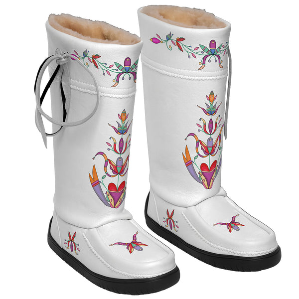 Ancestral Embers White Real Leather MocLux Tall