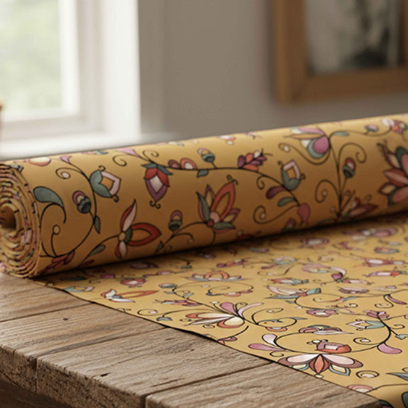 Burnt Sky Petals Gold Satin Fabric By the Yard Pre Order