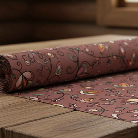 Burnt Sky Petals Brown Satin Fabric By the Yard Pre Order