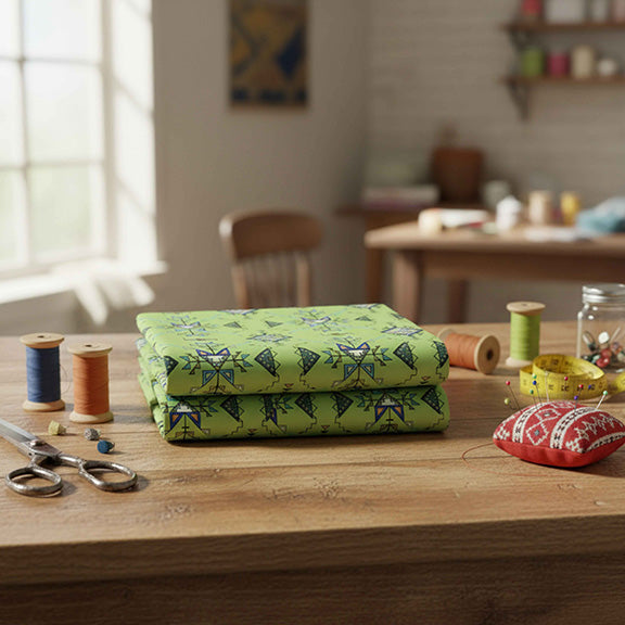 Bear Shield Green Satin Fabric By the Yard Pre Order