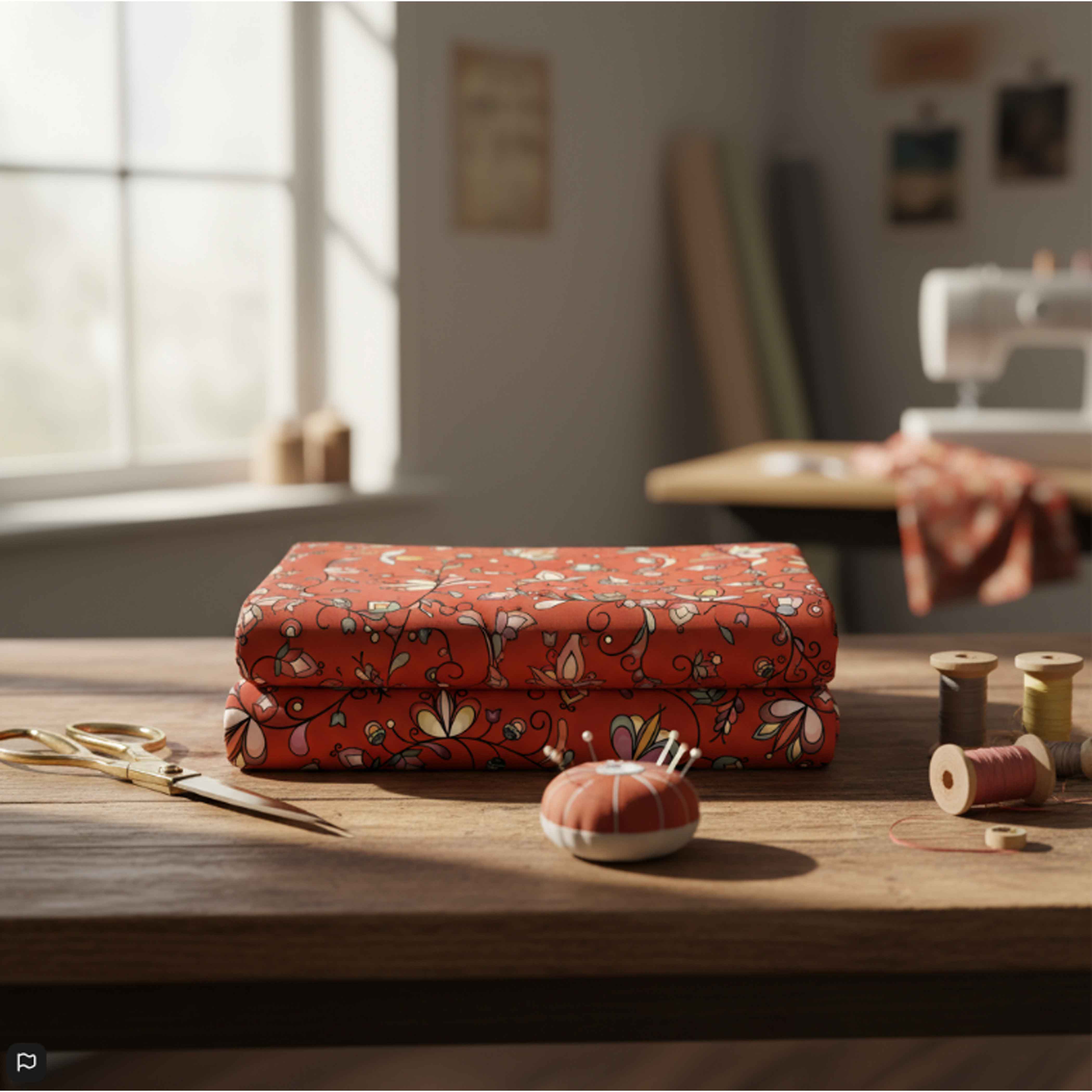 Burnt Sky Petals Red 42 Inch Cotton Poplin Pre Order