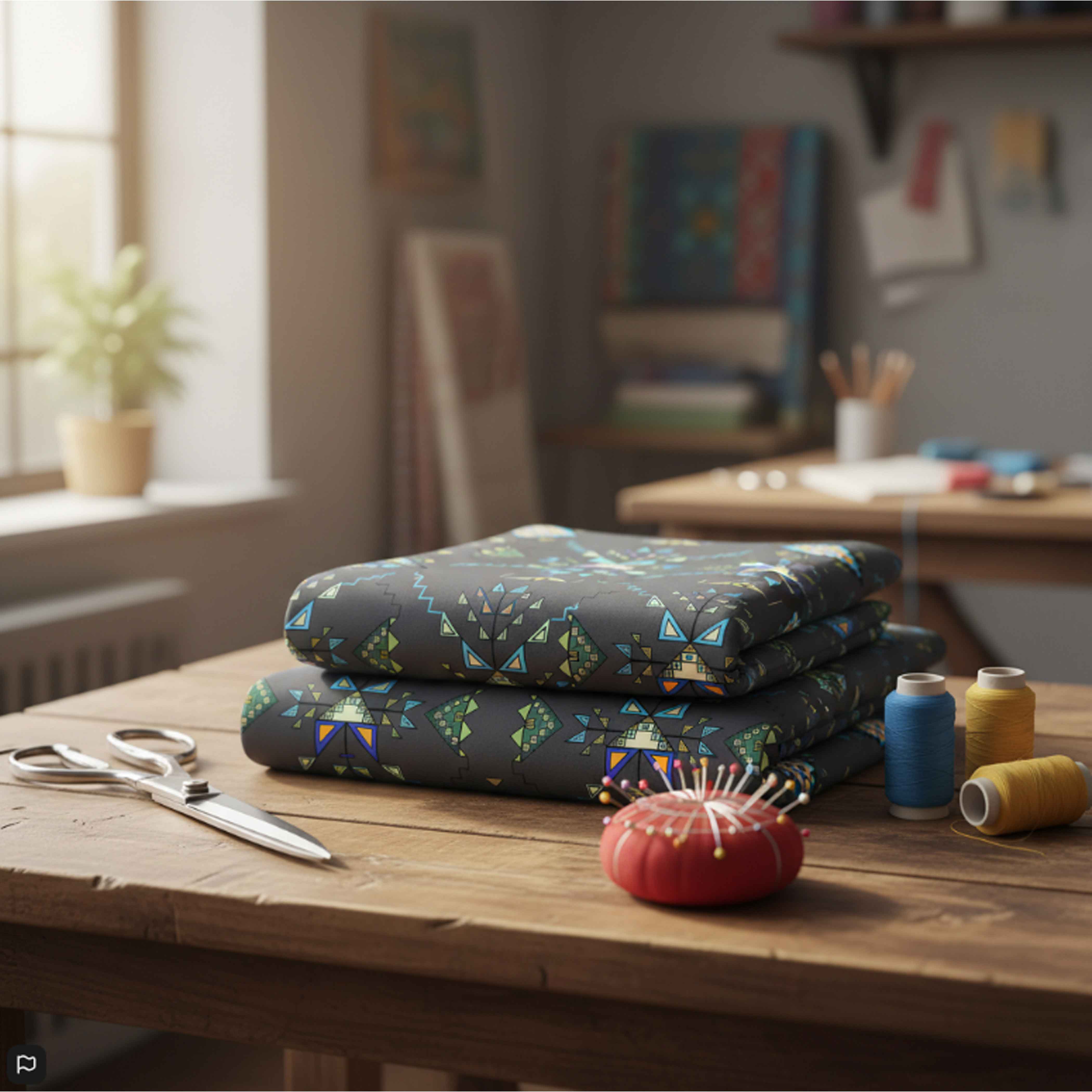 Bear Shield Gray 42 Inch Cotton Poplin Pre Order