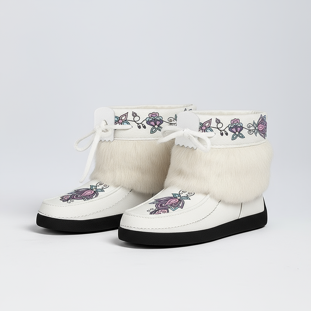 Snow Petal Spirit Leather MocLux Ankle with Fur