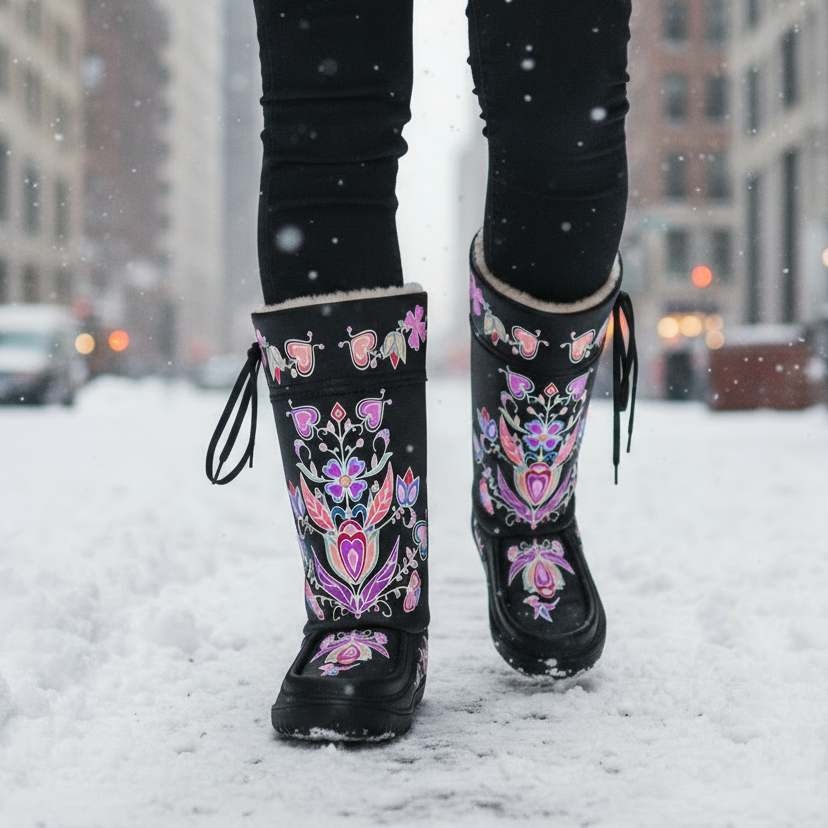 Frosted Leaf Spirit Black Real Leather MocLux Tall