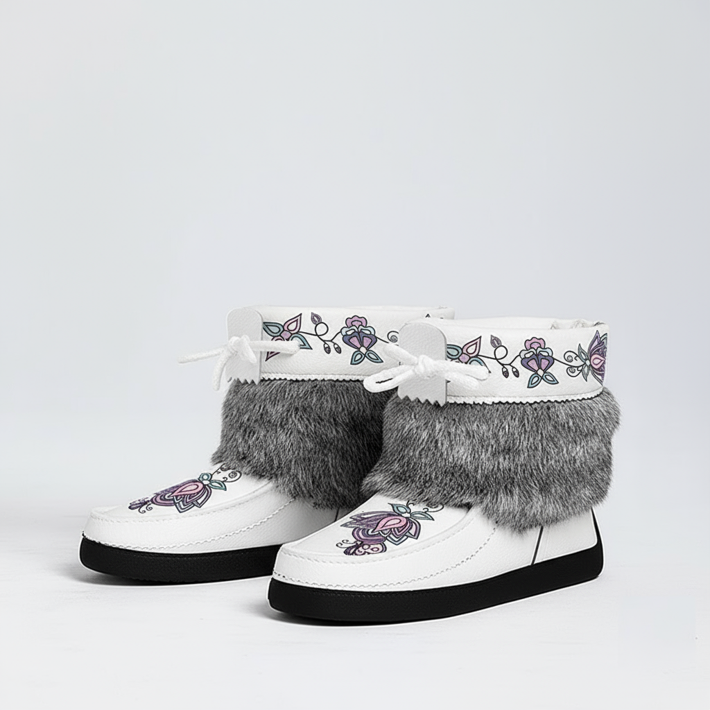 Snow Petal Spirit Leather MocLux Ankle with Fur