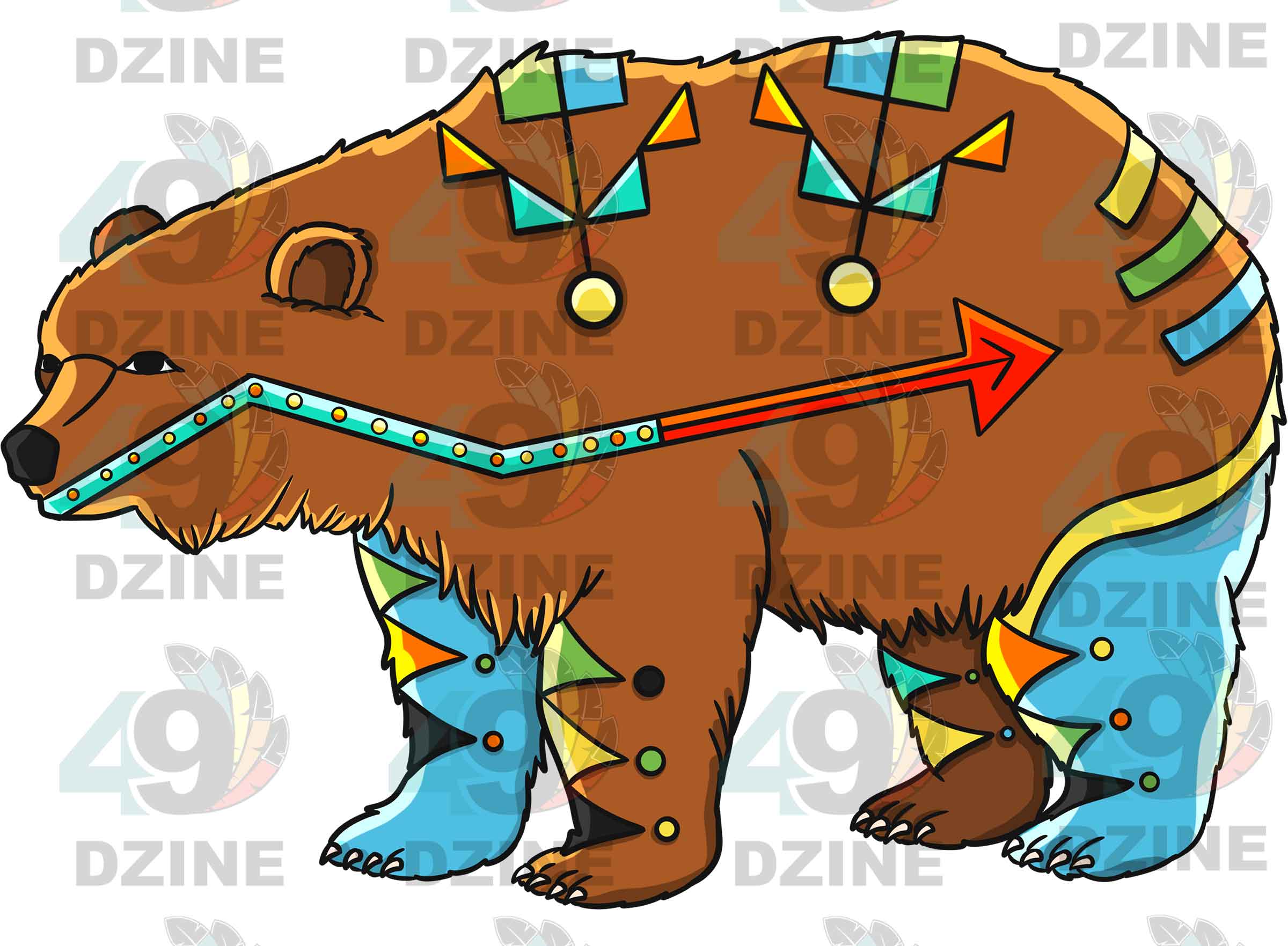 Bear 1 Colored Transfer (Various Sizes)