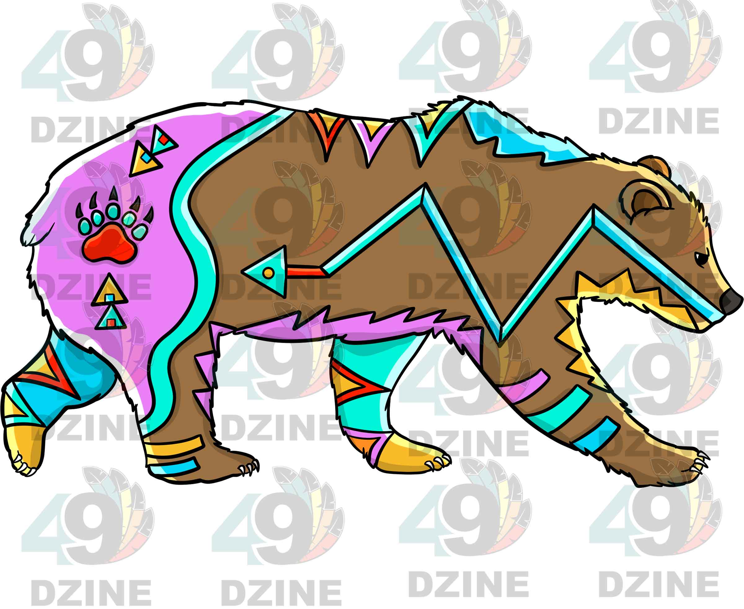 Bear 2 Colored Transfer (Various Sizes)